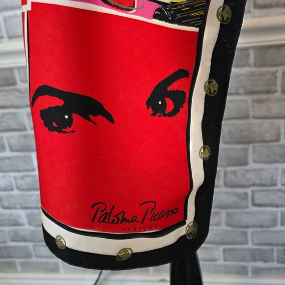 Vintage Paloma Picasso Parfums Silk Scarf Pop Art Abstract 80s Red Black Retro - Picture 6 of 9